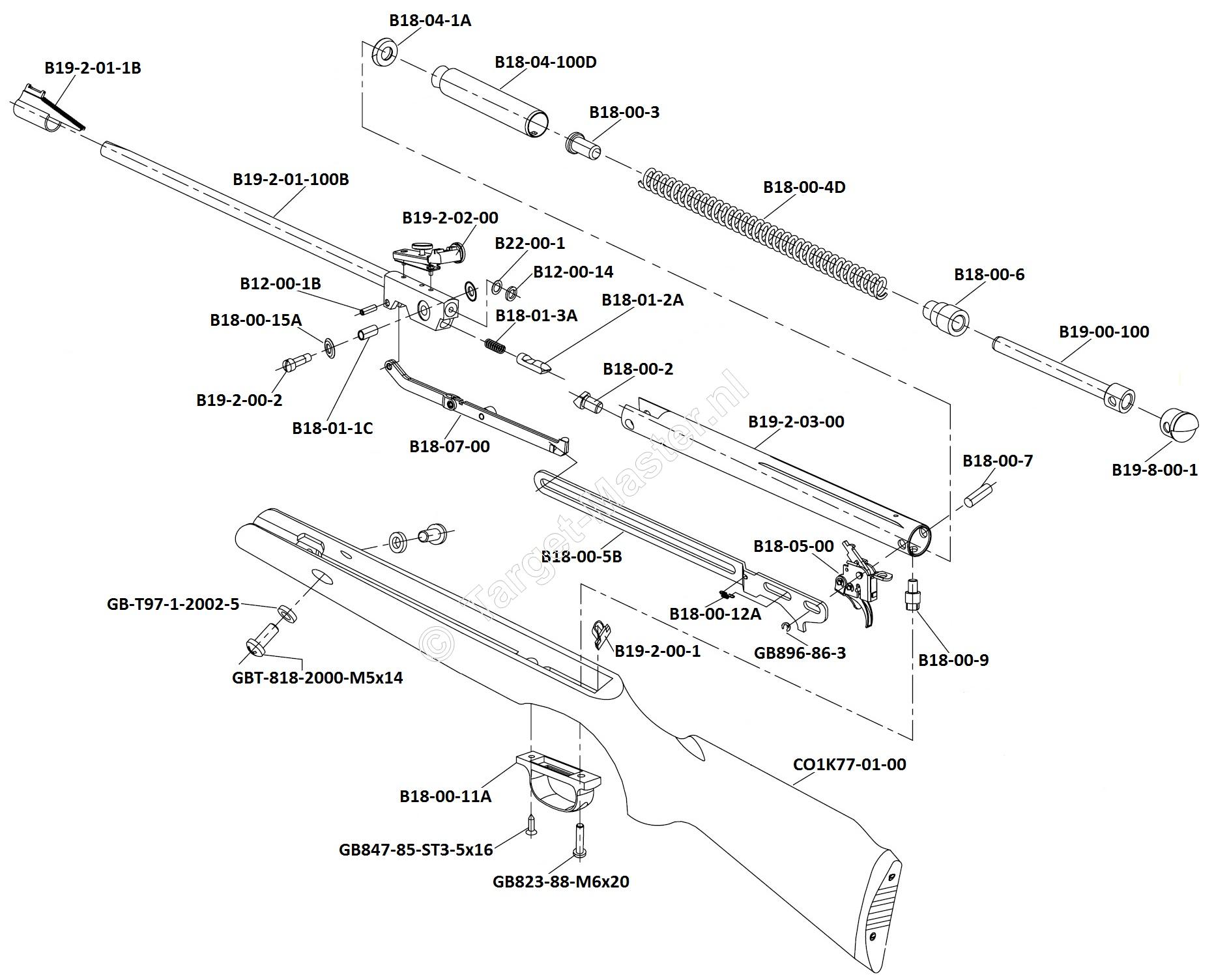 CO1K77, Parts Drawing Crosman Optimus CO1K77